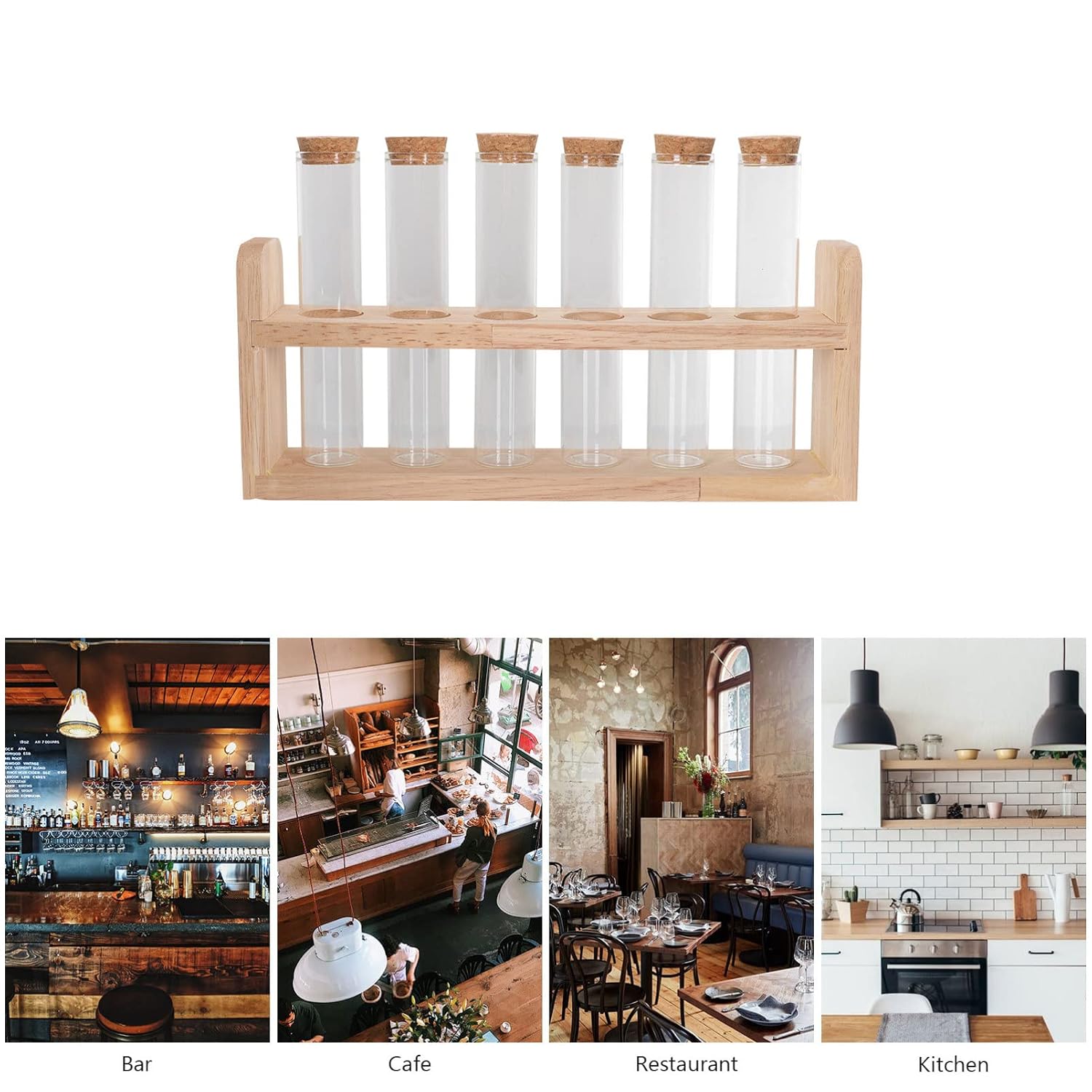LIFKOME Household Displaying Tube Holder Test Tube Rack for Spices Coffee Beans Tea Accessory for Kitchen Cafes and Bars