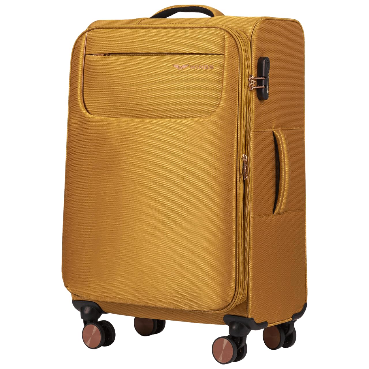 Wings Weichschalenkoffer Mittel Tern 24" Gelb, 4 Räder, Zahlenschloss, Leichtgewicht 2,4 kg