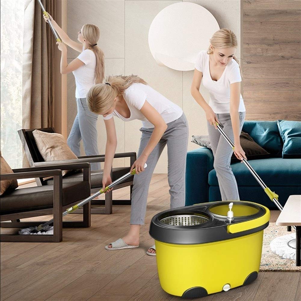 Mop Pavimenti in Microfibra Spin Mop Secchio Set Dual Drive 360 ​​Mop Rotante Mop Polvere riutilizzabili con 5 ricariche mop