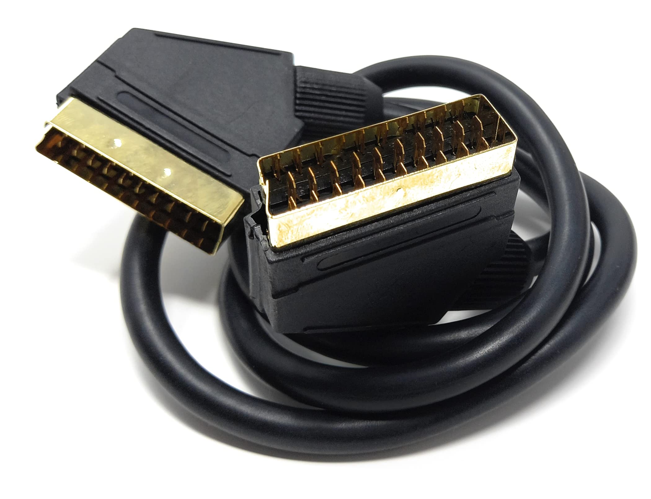 DRUT 1m Scart to Scart Cable Lead, 21 Pin Male to Male (Plug to Plug) RGB Cord for TV VCR, DVD Player Gold Plated (3ft)