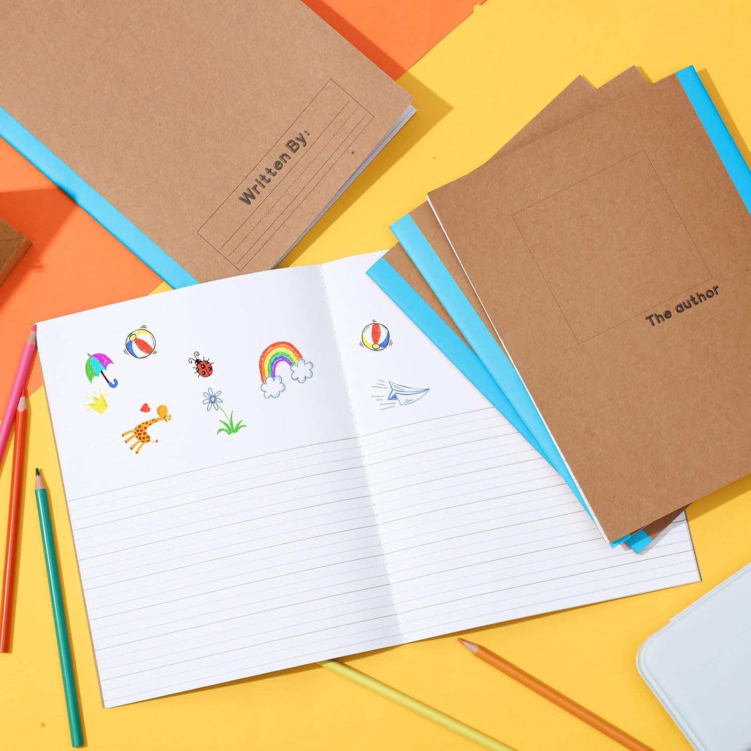 Henoyso 20 Pack Primary Composition Notebook, 9-3/4" x 7-1/2", Kids Primary Journal, K-2 Writing Notebook for Kids Student Draw Write Story Journal Half Blank Books(Blue)