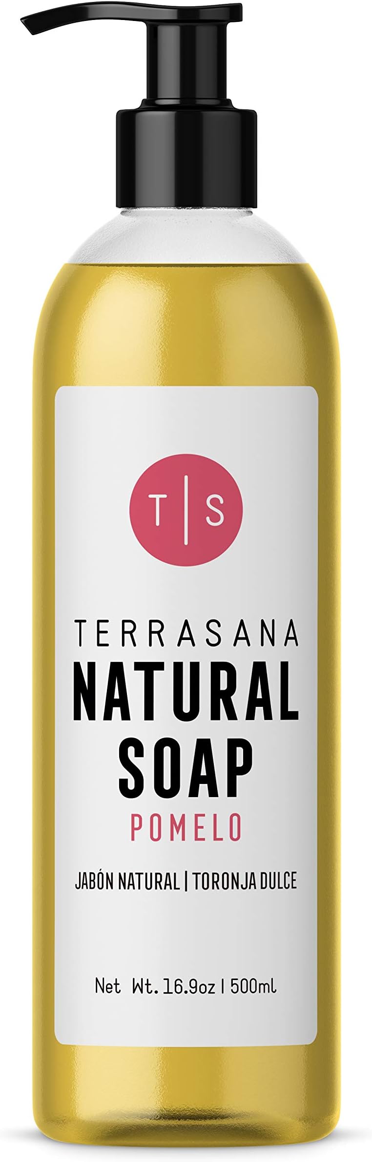 TERRASANA All Natural & Soothing Liquid Soap - Pure Castile Hand & Body Wash + Essential Oils for a Nice & Smooth After-feel | Vegan, Cruelty-FREE, Detergent-FREE, Perfume-FREE | 16.9fl.oz