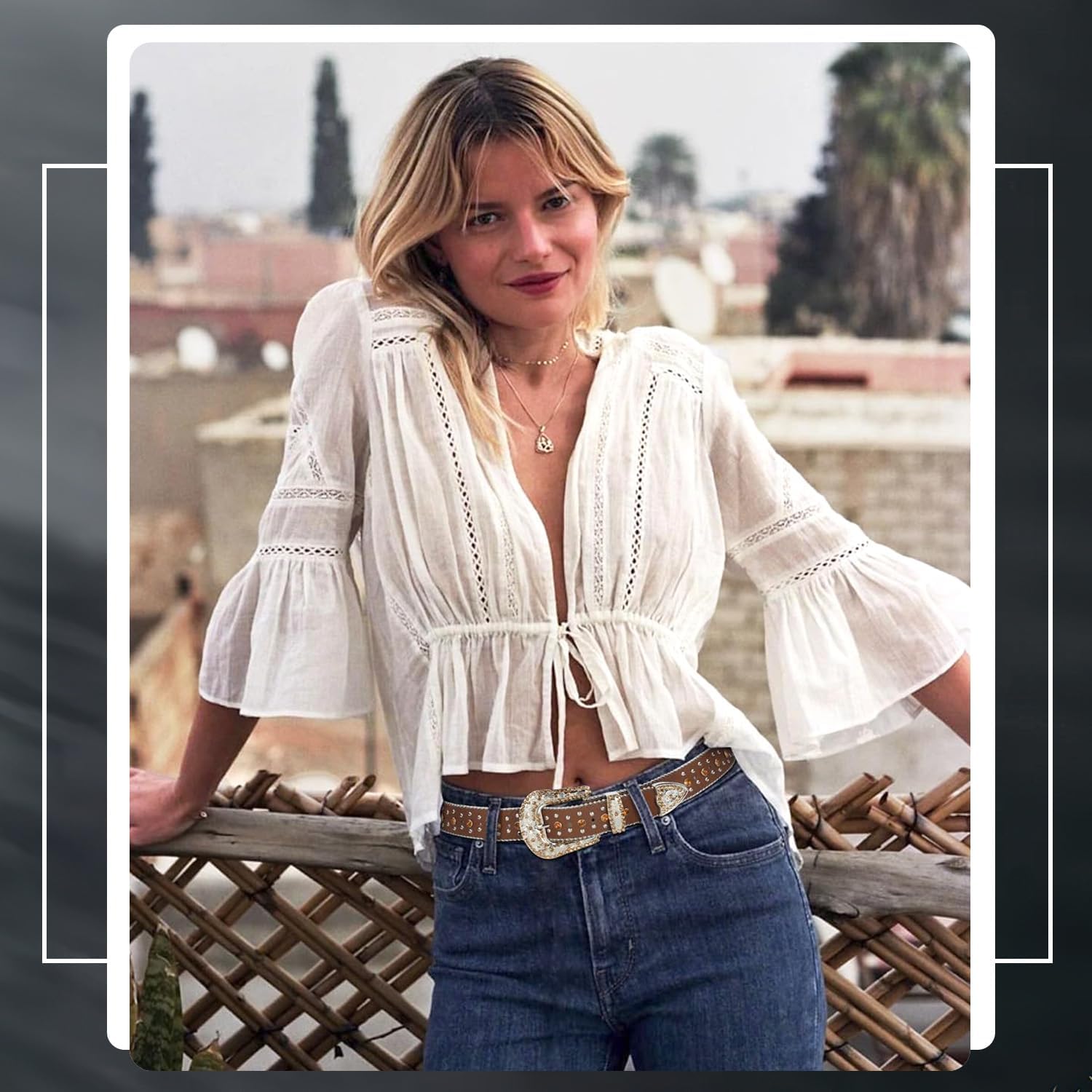 Sparkly Rhinestone Diamond Sequin Studded Belt for Men & Women - Western Cowgirl Cowboy Style - Image 5