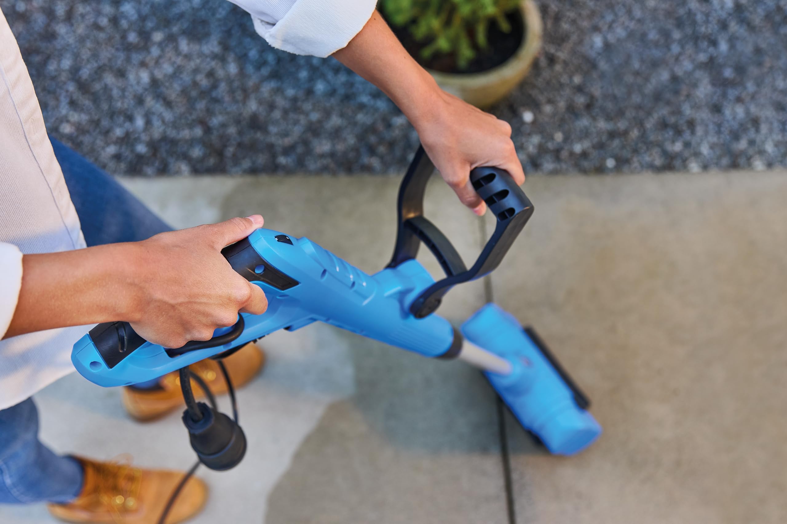 CFH Spazzola multifunzione EMB 684 – Spazzola per fughe elettrica 230 V 500 W 750-1.300 giri/min, rimozione delle erbacce per fughe e superfici, cambio della spazzola senza attrezzi, manico
