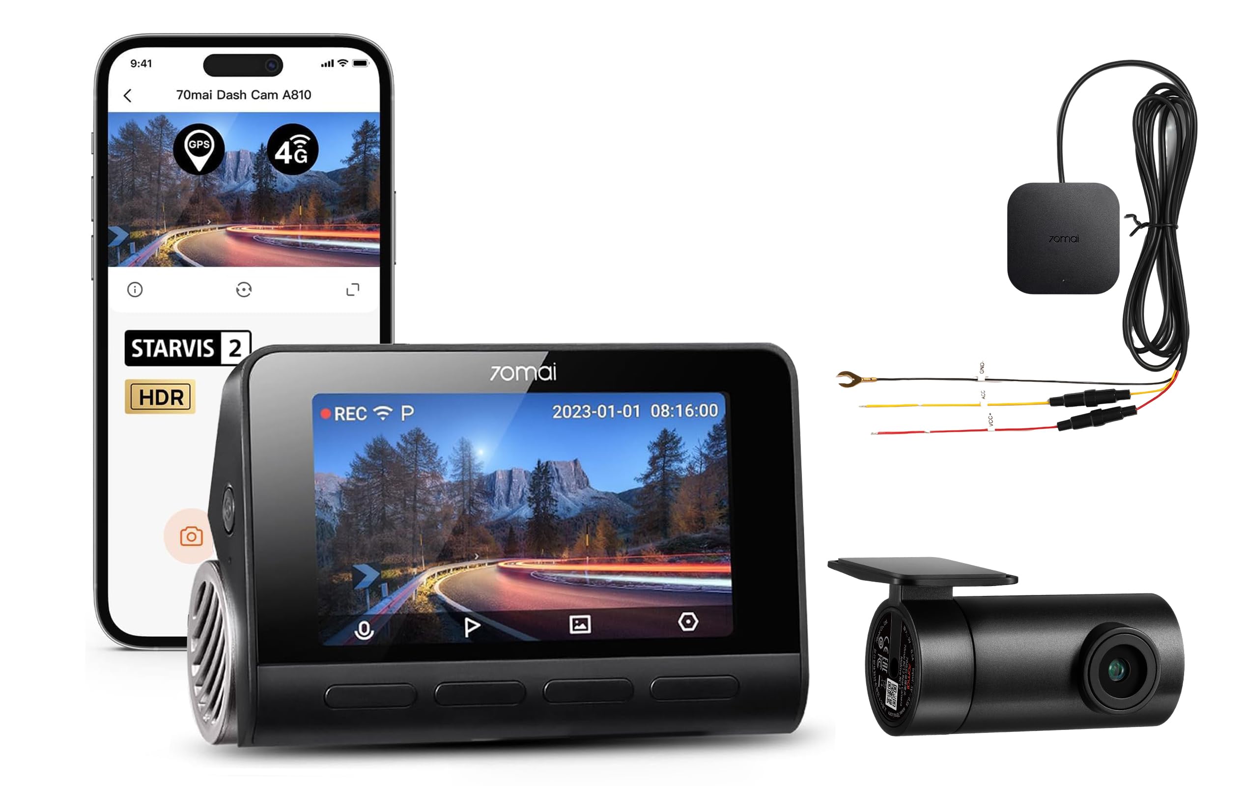 新商品　70mai A810S HDR SET 4K HDR Dash Cam A810S Sony Starvis 2 License Plate Enhancement