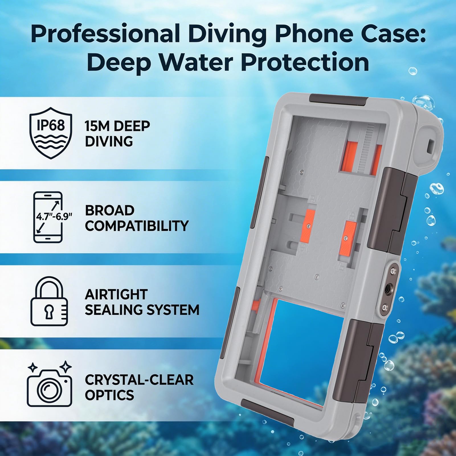 Cryfokt Underwater Phone Case for S25, S24 (#4) | Compatibilità universale, progettata per dispositivi da 4,7-6,9 pollici, immagini cristalline, leggera