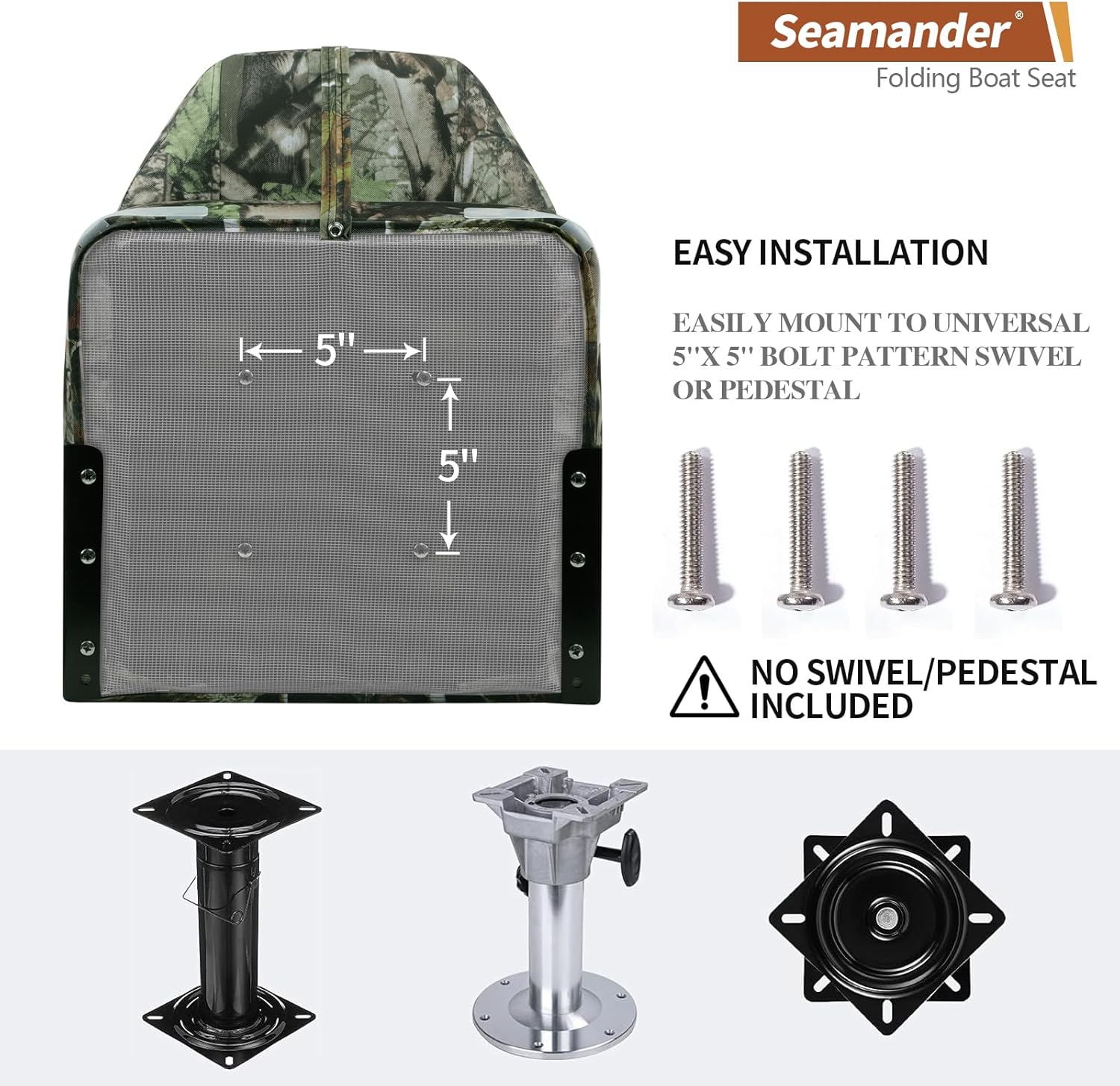 Seamander High Back Fishing Boat Seats,Camo Folding Boat Seats