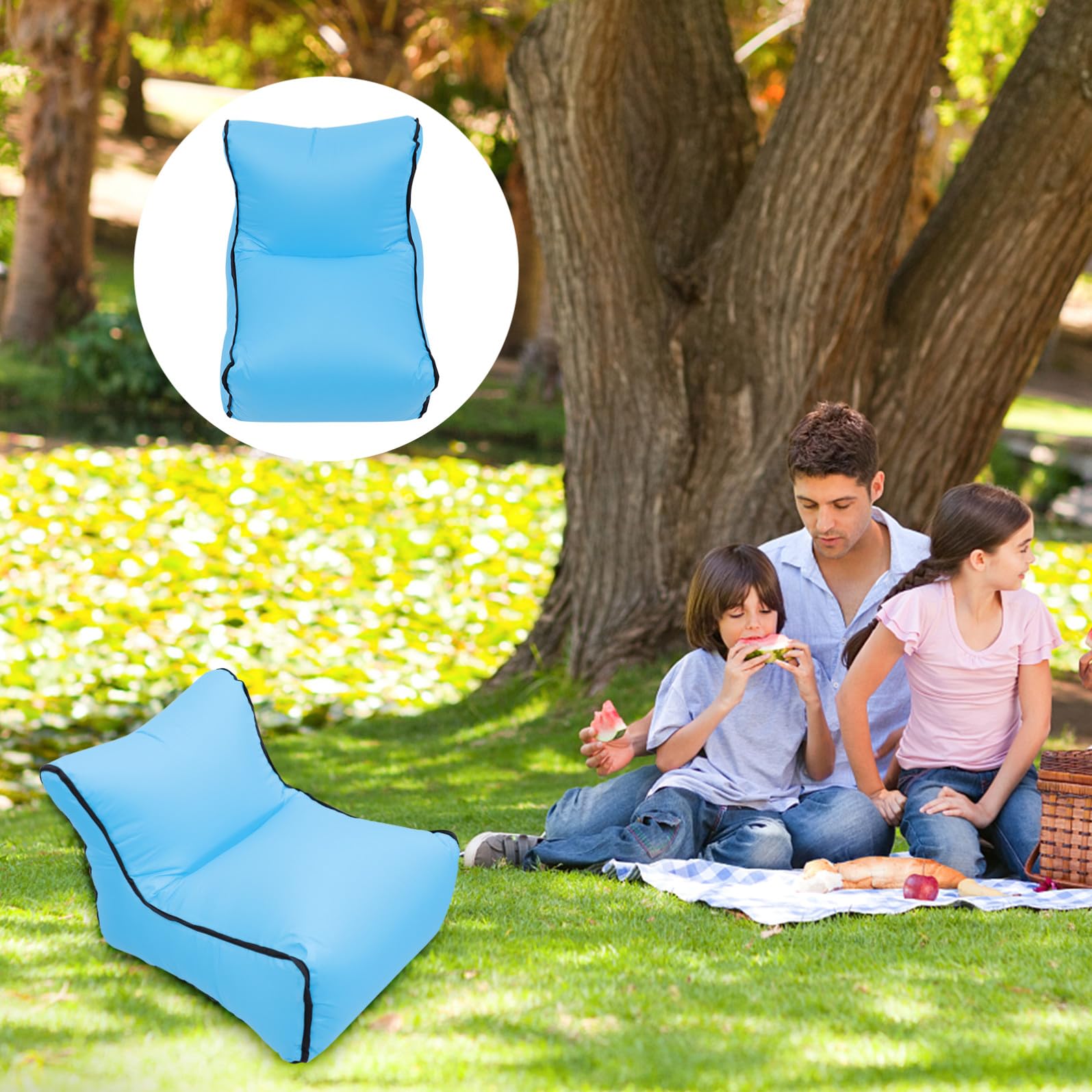 UKCOCO Aufblasbares Outdoor Sofa, Tragbar, Blau, Nylon für Camping