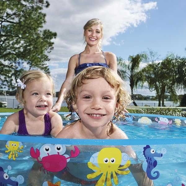 Bestway Sea Creature Paddling Pool Kiddie Swimming Pool, Inflatable Above Ground Pool, Outdoor Garden Pool, Blue, 48 x 10 Inch - 3