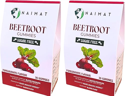 Naimat - Gomitas de remolacha sin azúcar, suplementos para apoyar la presión arterial, remolacha de hemoglobina, producción de óxido nítrico,