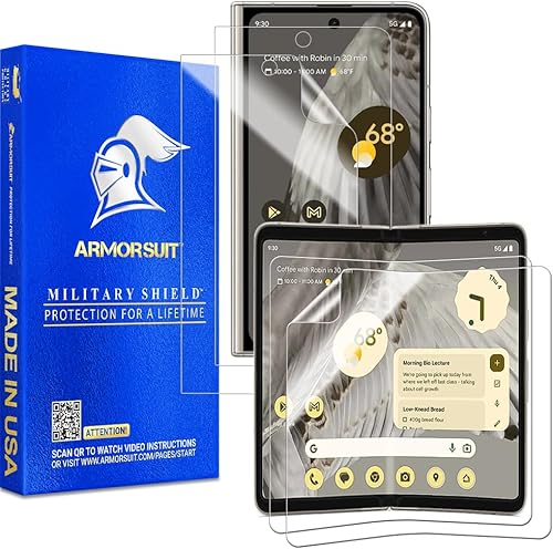 ArmorSuit Paquete de 2+2 protectores de pantalla para Google Pixel Fold Case Friendly MilitaryShield HD Clear Film - Fabricado en Estados Unidos