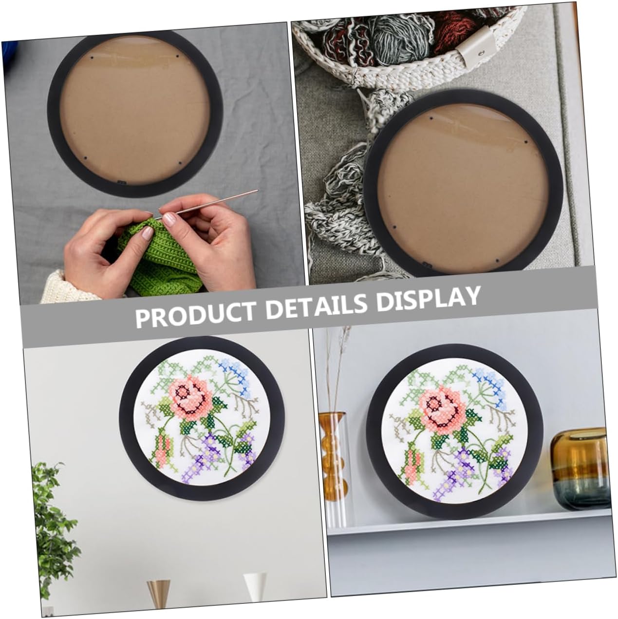 Garneck Embroidery Hoop Frame for Displaying Cross Stitch Art Wall Hanging Frame for DIY Projects and Home Decoration