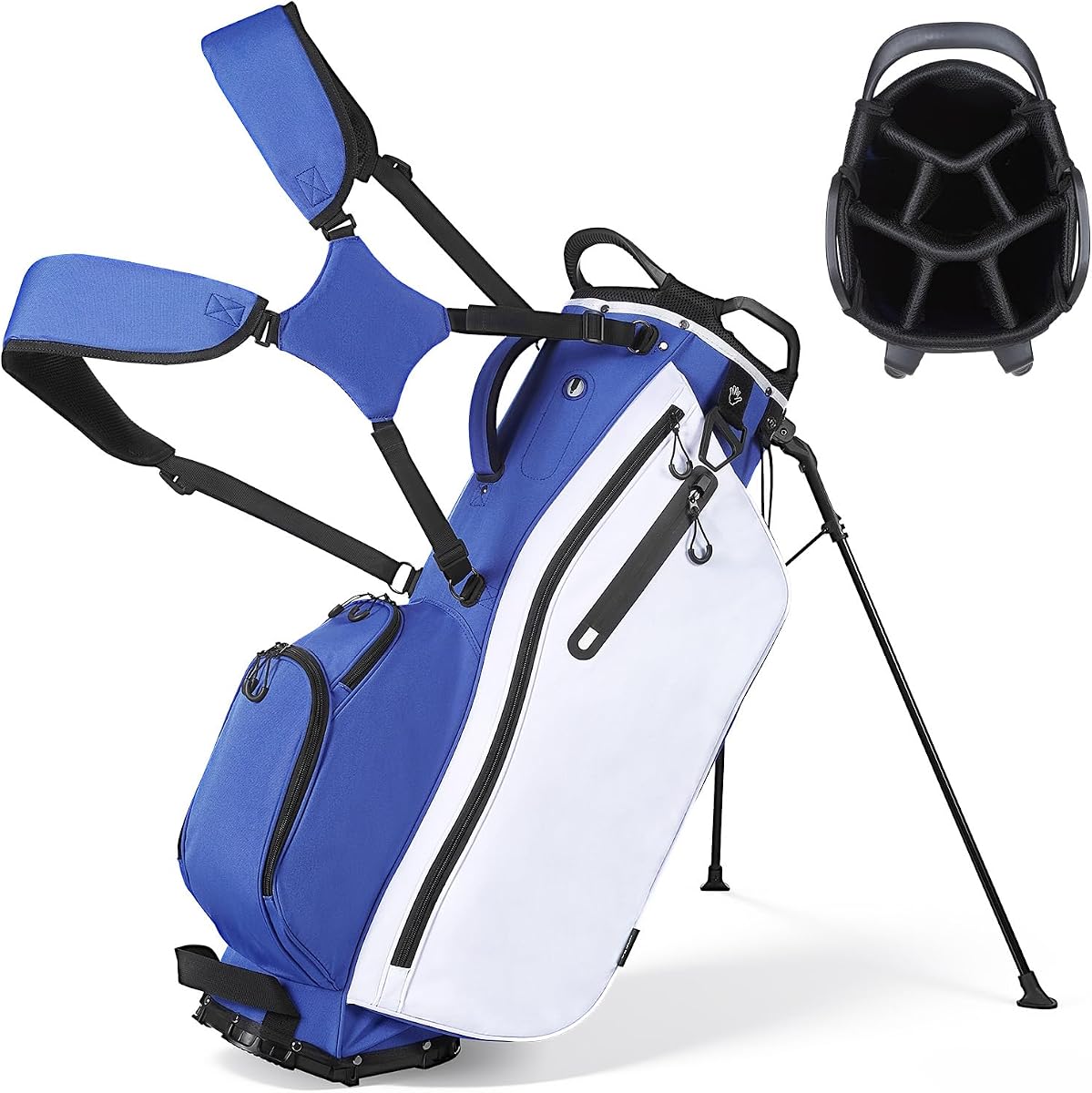 Golf Cart Bag, Top Divider Organizer, Upgrated Golf Club Bag with Shoulder Straps, Support Legs, Rain Hood, Storage Pockets, Lightweight Polyester for Men & Women