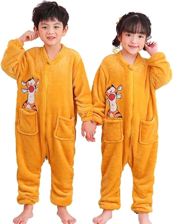 Amazon ディズニー テイガー パジャマ キッズ 女の子 もこもこ 暖かい オールインワン 裏起毛 冬 かわいい ルームウェア 子供服 寝巻き 部屋着 子供 85 150cm パジャマ 通販