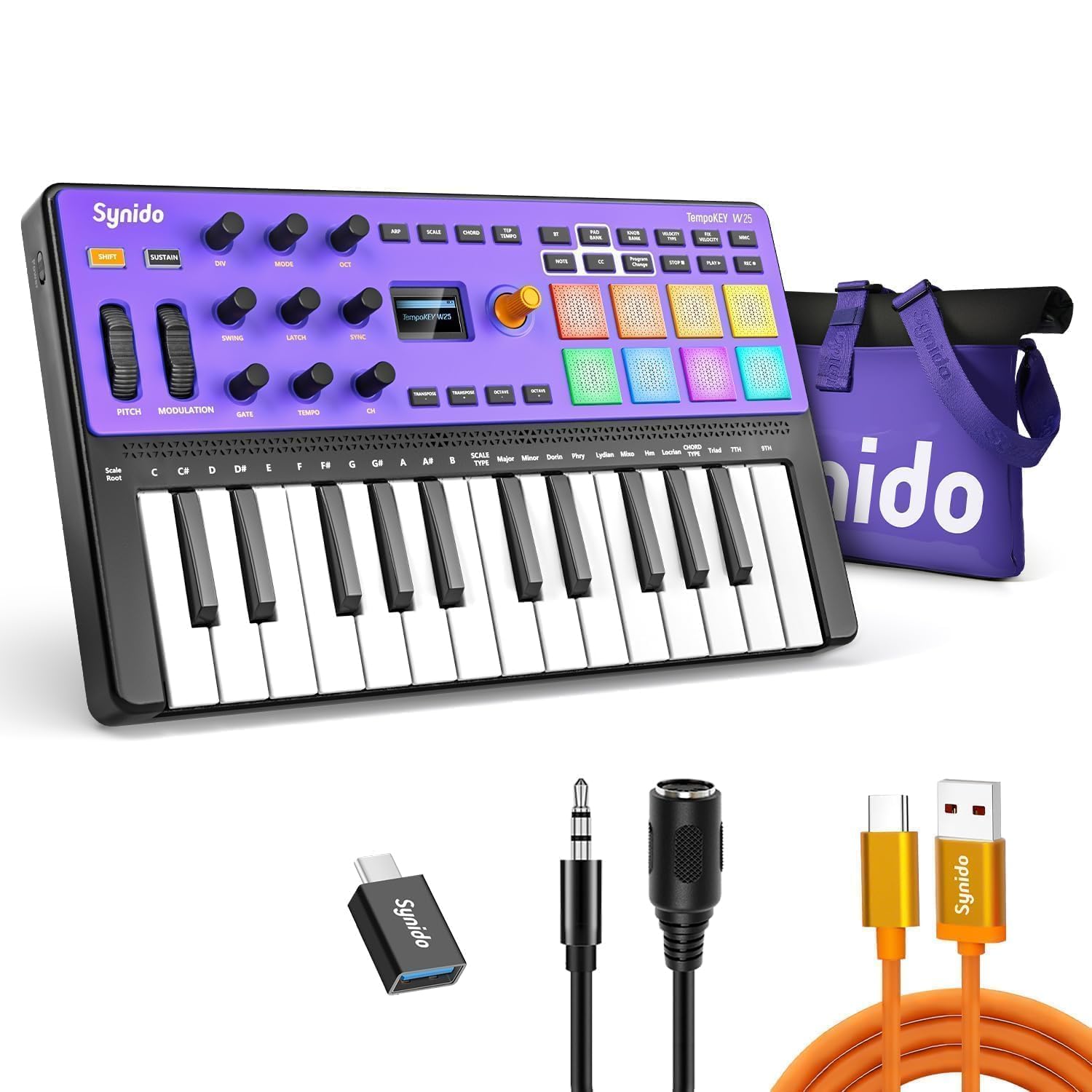 Amazon.com: Synido Wireless 25 Keys USB MIDI Keyboard Controller