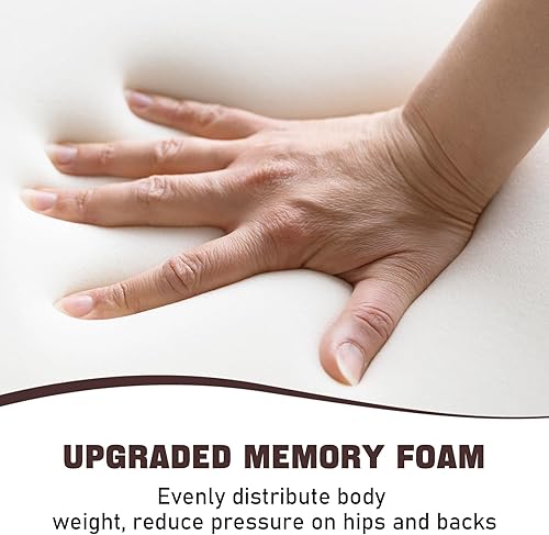 Miniatura 4 de Almohadillas de espuma viscoelástica color marrón, paquete de 2 cojines de asiento en forma de D para sillas de oficina de comedor, 17 x 15