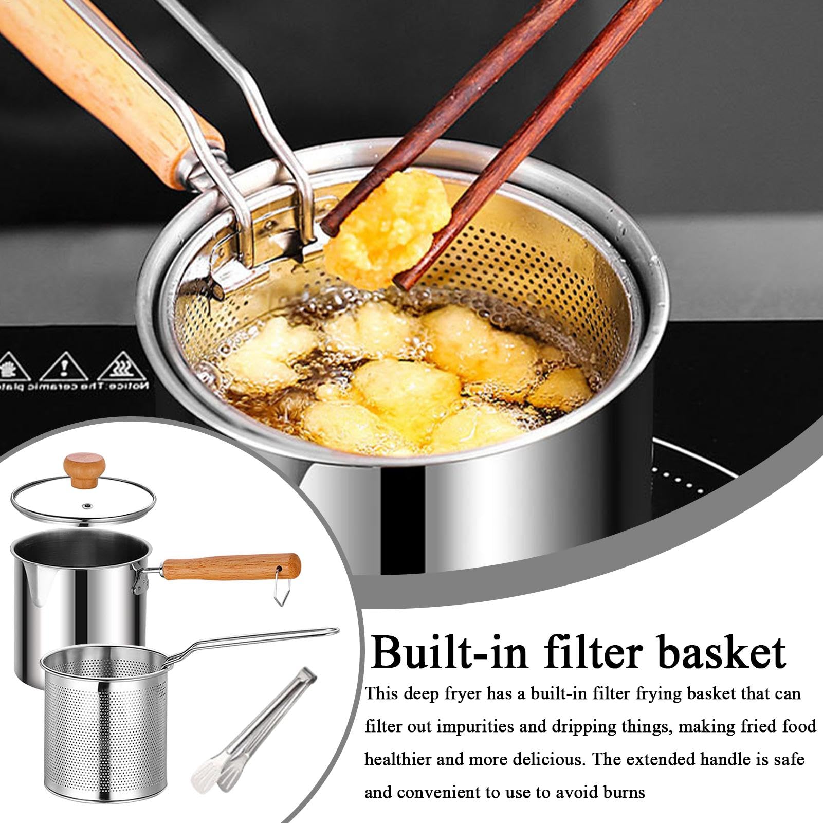 Stainless Steel Oil Filter Vaso, 2 in 1 Oil Strainer Fryer, Ampia Capacity Oil Vaso, Filtro Grease Contenitore, Kitchen Oil Filter Vaso, Stainless Oil Strainer, Filter per Frying and Cooking