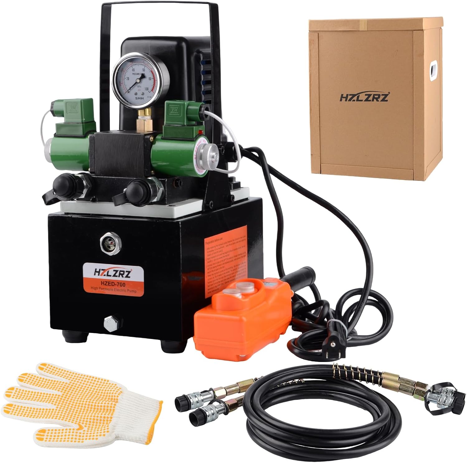 HZLZRZ Two Way Electric Hydraulic Pump Power Pack Unit 2 Stage Double Acting 110v/120V 10k psi (1st Stage/290 Psi, 2nd Stage/10,000 Psi),Two Way Mini