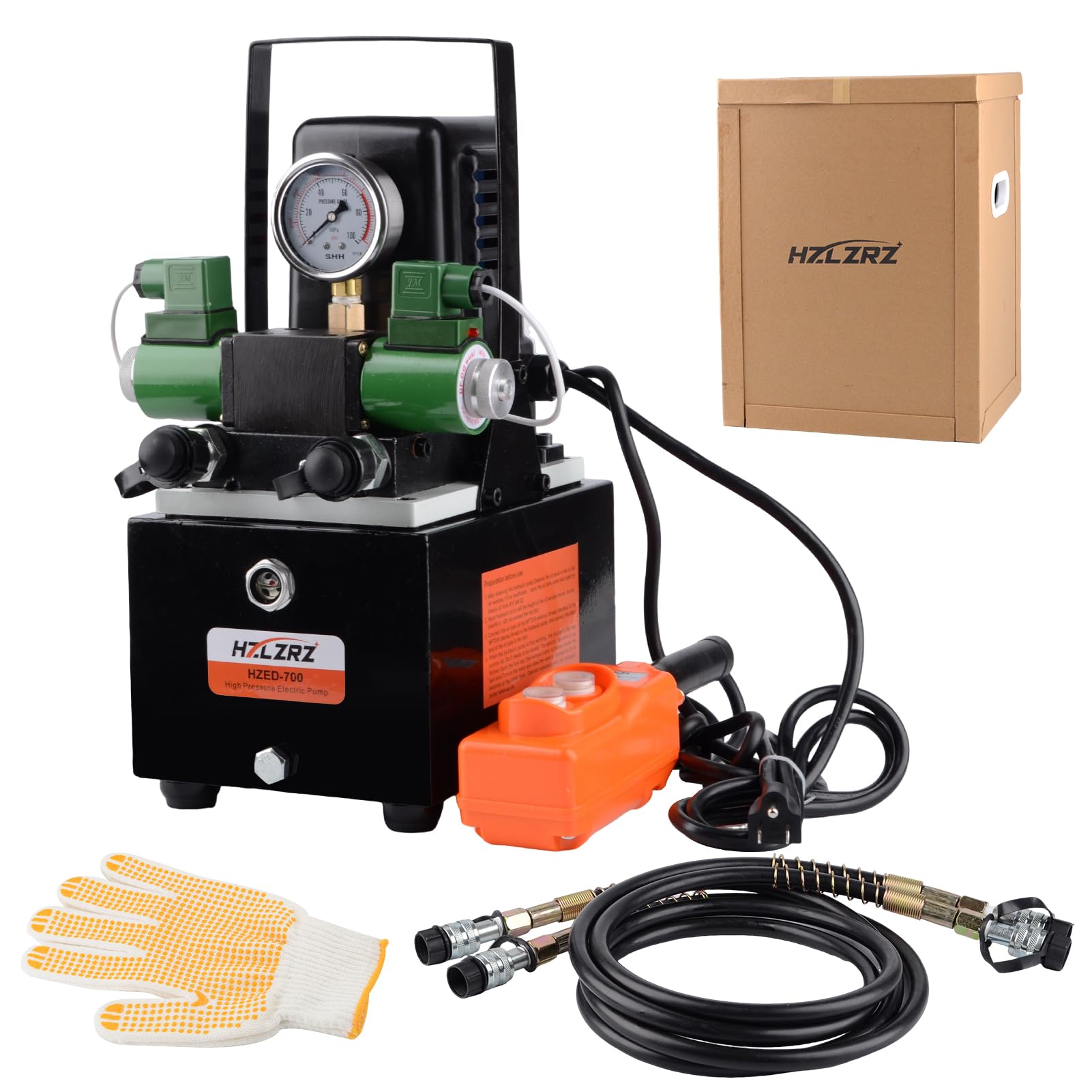 Two Way Electric Hydraulic Pump Power Pack Unit 2 Stage Double Acting 110v/120V 10k psi (1st Stage/290 Psi, 2nd Stage/10,000 Psi),Two Way Mini for Punching,Bending,Double Acting Jacks