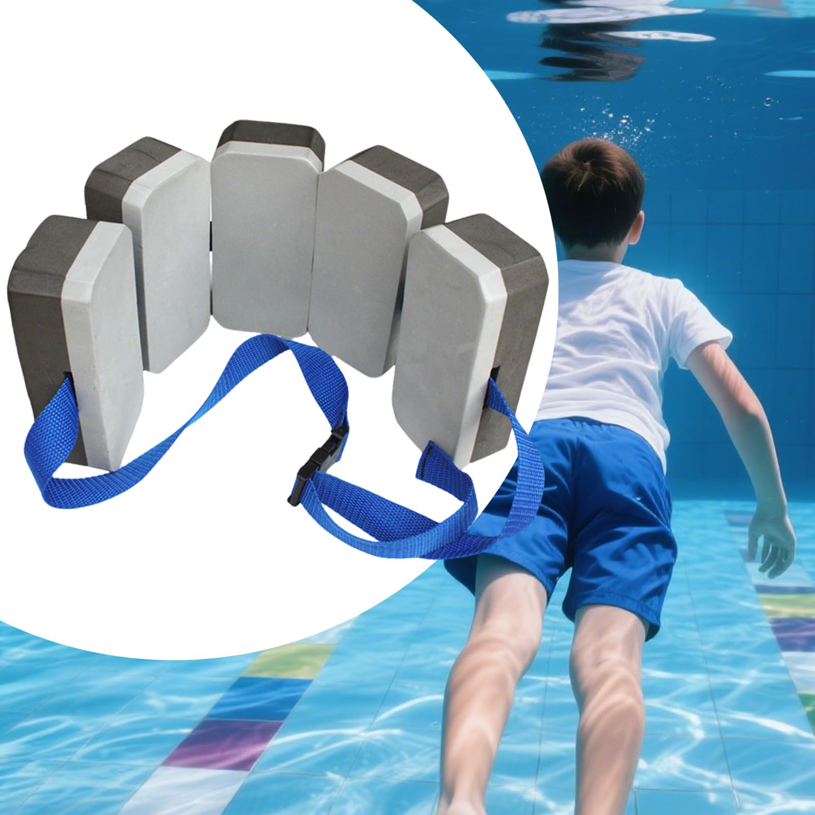 Cintura da nuoto per bambini, galleggiante di sicurezza per bambini, 7 x 4 x 15 cm, supporto regolabile per il galleggiamento, età 7-10 anni, ideale per piscina, lago, spiaggia, vacanze acquatiche