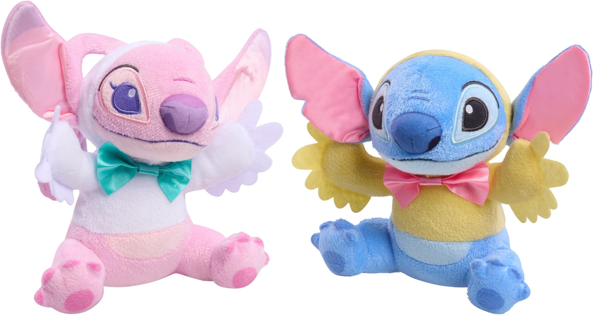 Disney Stitch & Angel Easter Small Plush 2-Pack – Two 7" Soft Stuffed Toys in Chick & Bunny Onesies with Embroidered Details, Cute Spring & Easter Basket Gift Set for Kids Ages 2+