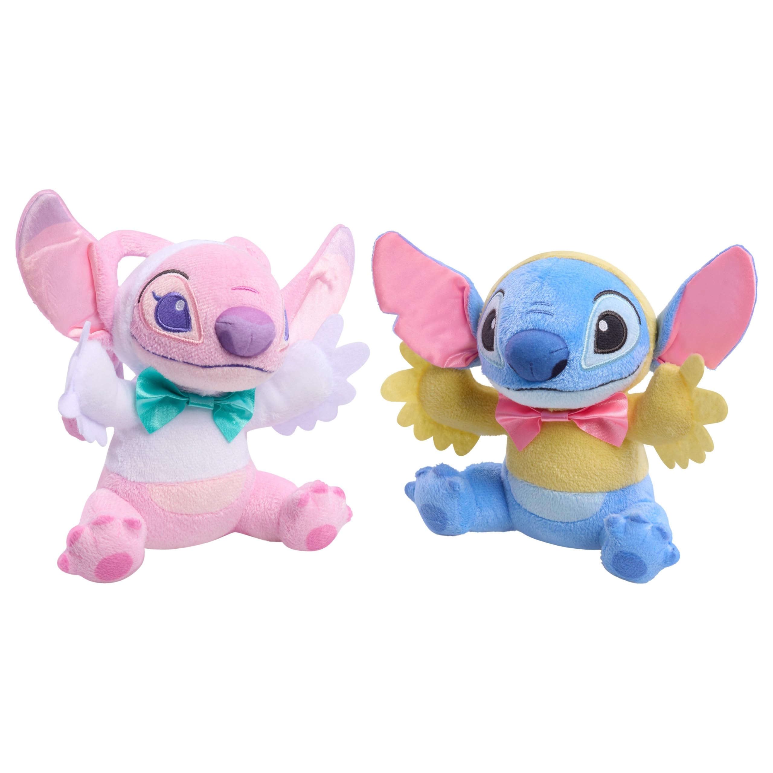 Disney Stitch & Angel Easter Small Plush 2-Pack – Two 7" Soft Stuffed Toys in Chick & Bunny Onesies with Embroidered Details, Cute Spring & Easter Basket Gift Set for Kids Ages 2+