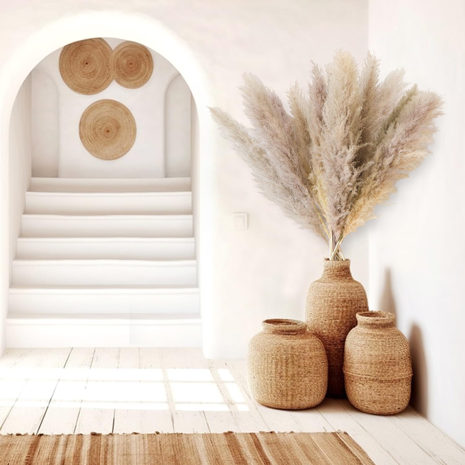 12 Piezas Hierba de Pampas Natural 114Cm Hierba de Pampas Secas Decoracion Grand Plantas Secas para Sala De Estar, Hogar, Piso, Jarrón, Decoración Boho（Gris）