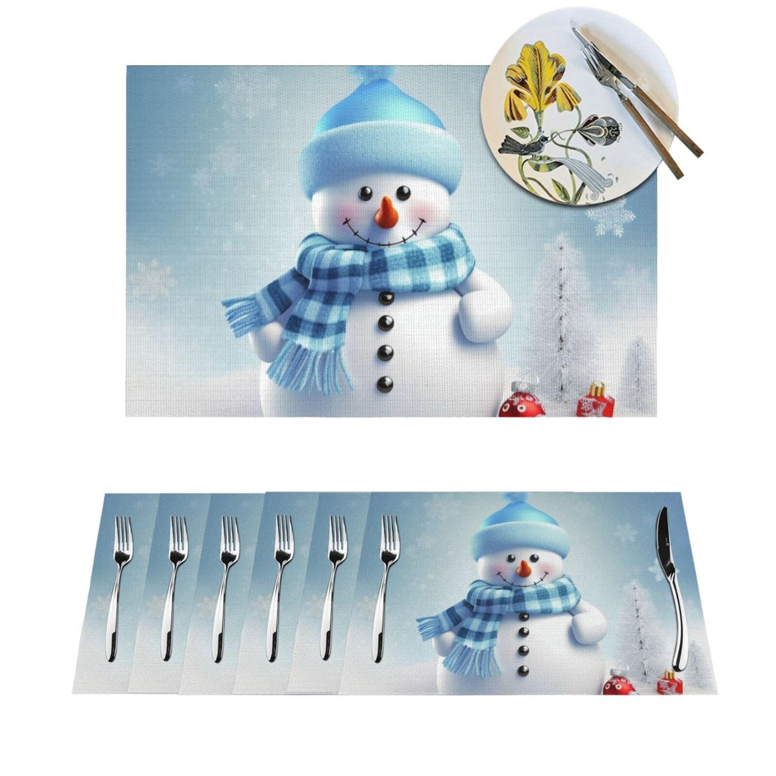 Set de table bonhomme de neige pour repas de Noël en famille et dîner d'hiver