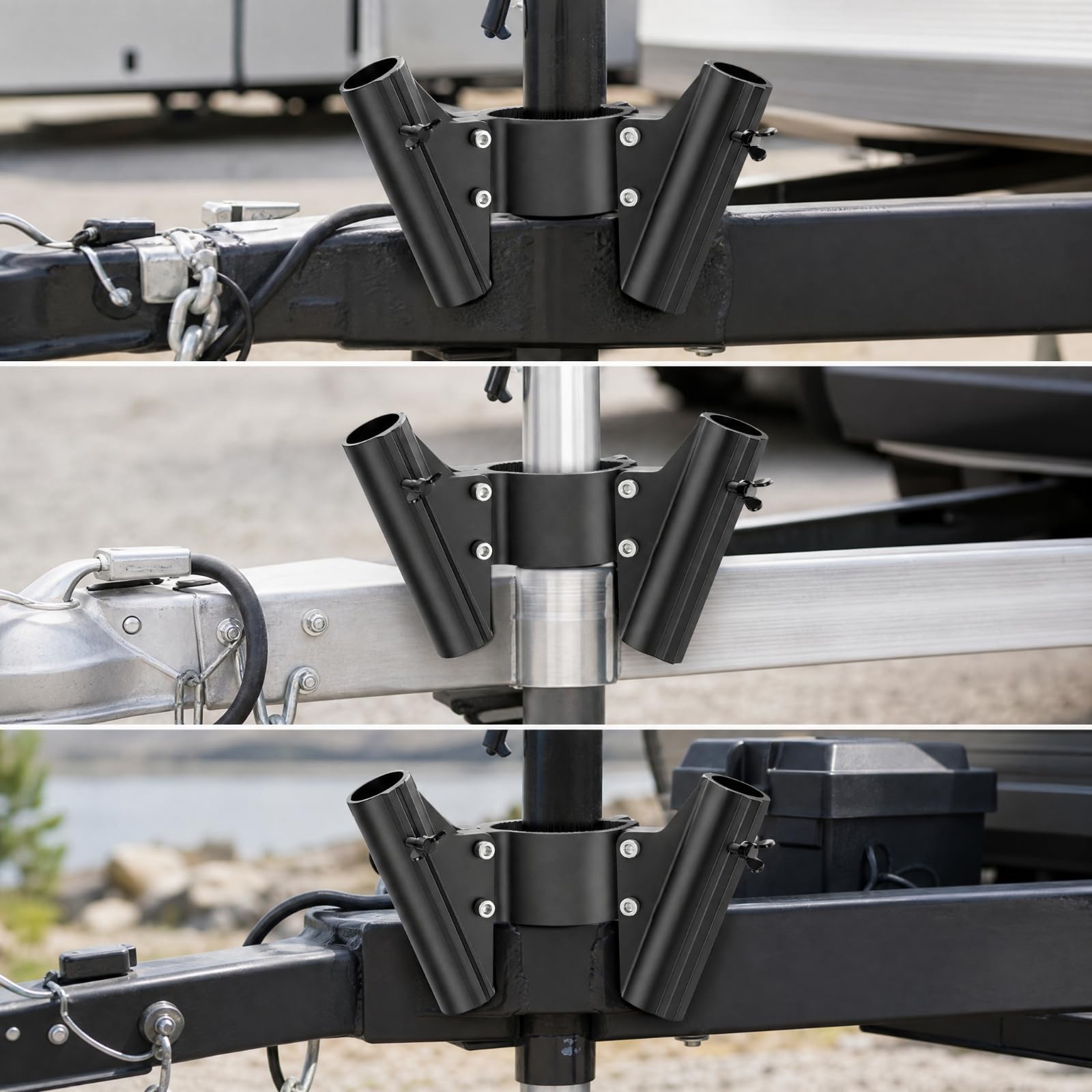 Support Drapeau Collier Serrage Cylindrique Compact Résistant Contre Intempéries pr Camping, Tailgating