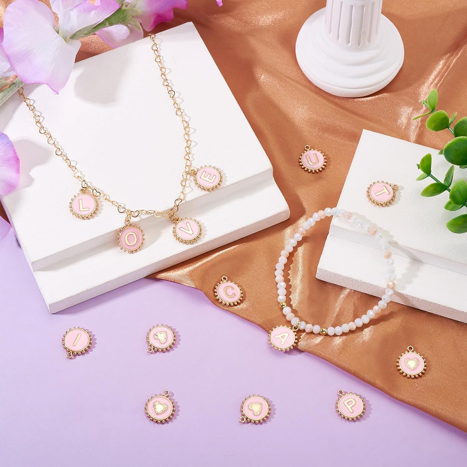 Craftdady Flat Round Letter A-Z Charms Alloy Enamel Alphabet Metal Pendants Cute Hang Ornament Letter Necklace Pendants for DIY Craft Bracelet Earring Jewelry Making - Image 2