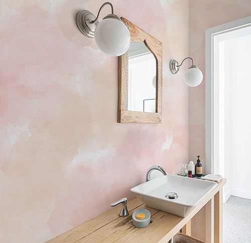 Miniatura 4 de Murwall Watercolor Wallpaper Abstract Art Wall Mural Soft Peach Colors Paint Art Wallpaper