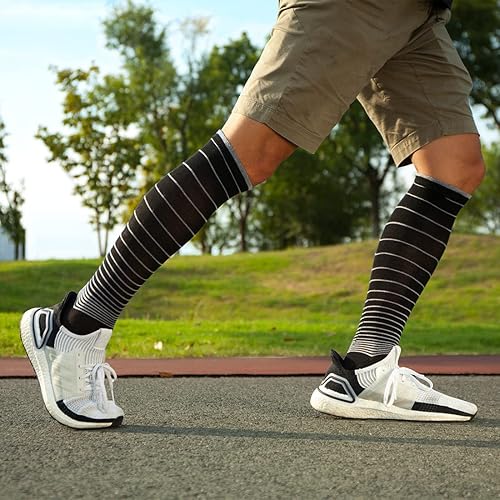 Miniatura 5 de JAVIE - Calcetines de compresión de lana merino para mujeres y hombres, cómodos, cálidos, hasta la rodilla, ligeros (15-20 mmHg)