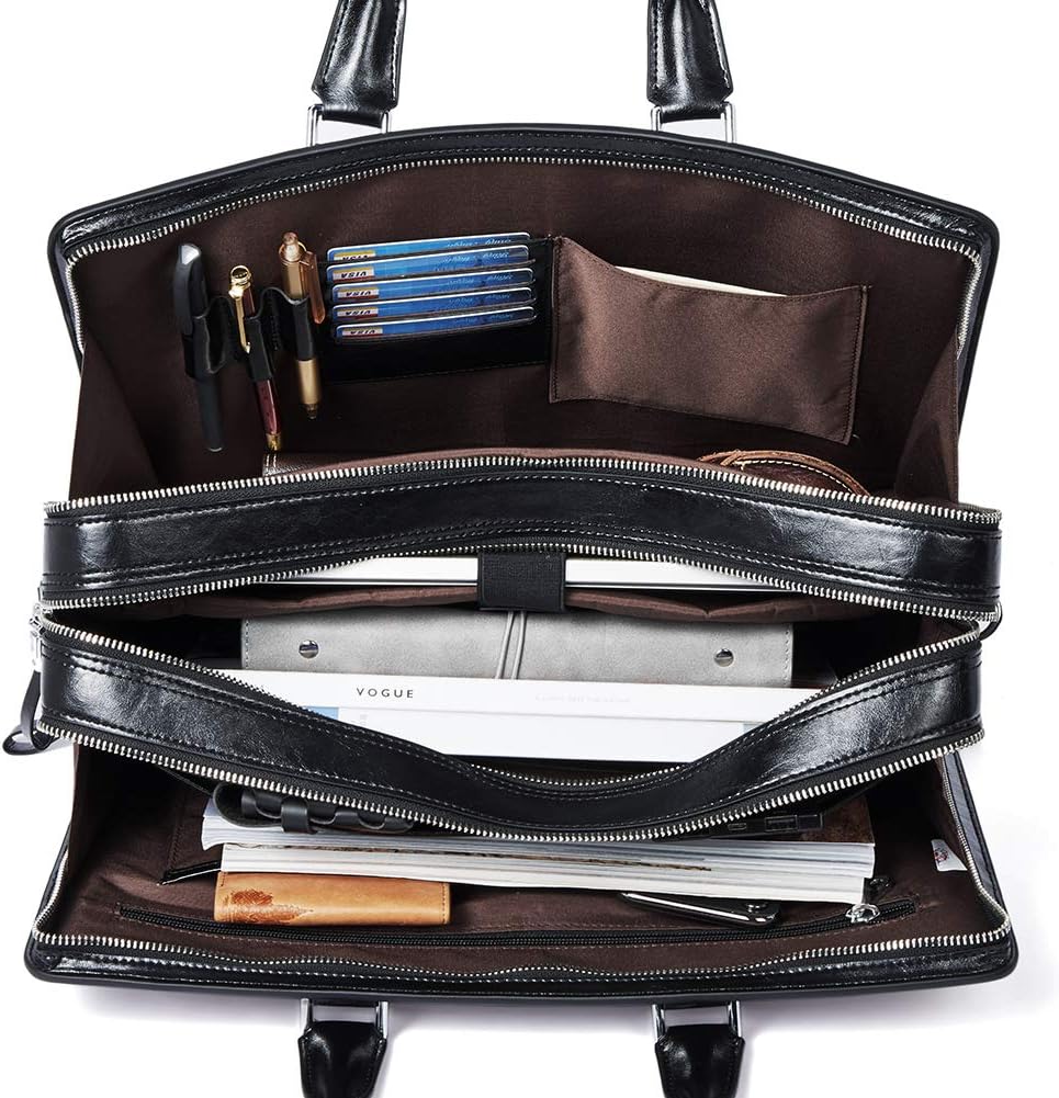 BOSTANTEN Women Genuine Leather Briefcase Tote Business Vintage Handbag 15.6" Laptop Shoulder Bag Brown - Image 4