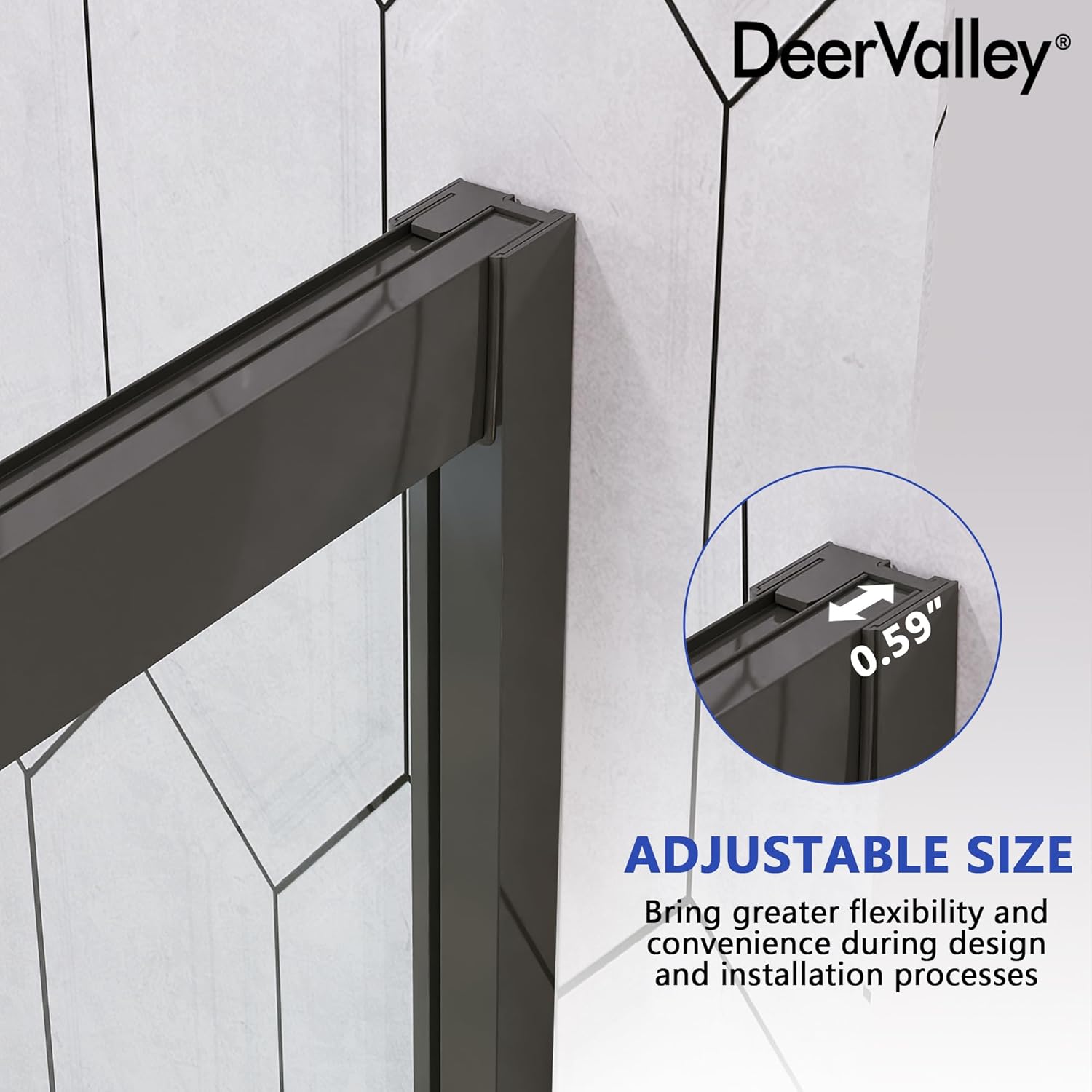 DeerValley 36"x 72" Framed Corner Shower Enclosure, Double Sliding Door Corner Shower Door, Reversible Shower Kit with 5/16" (8mm) Thick Clear Glass (Black)
