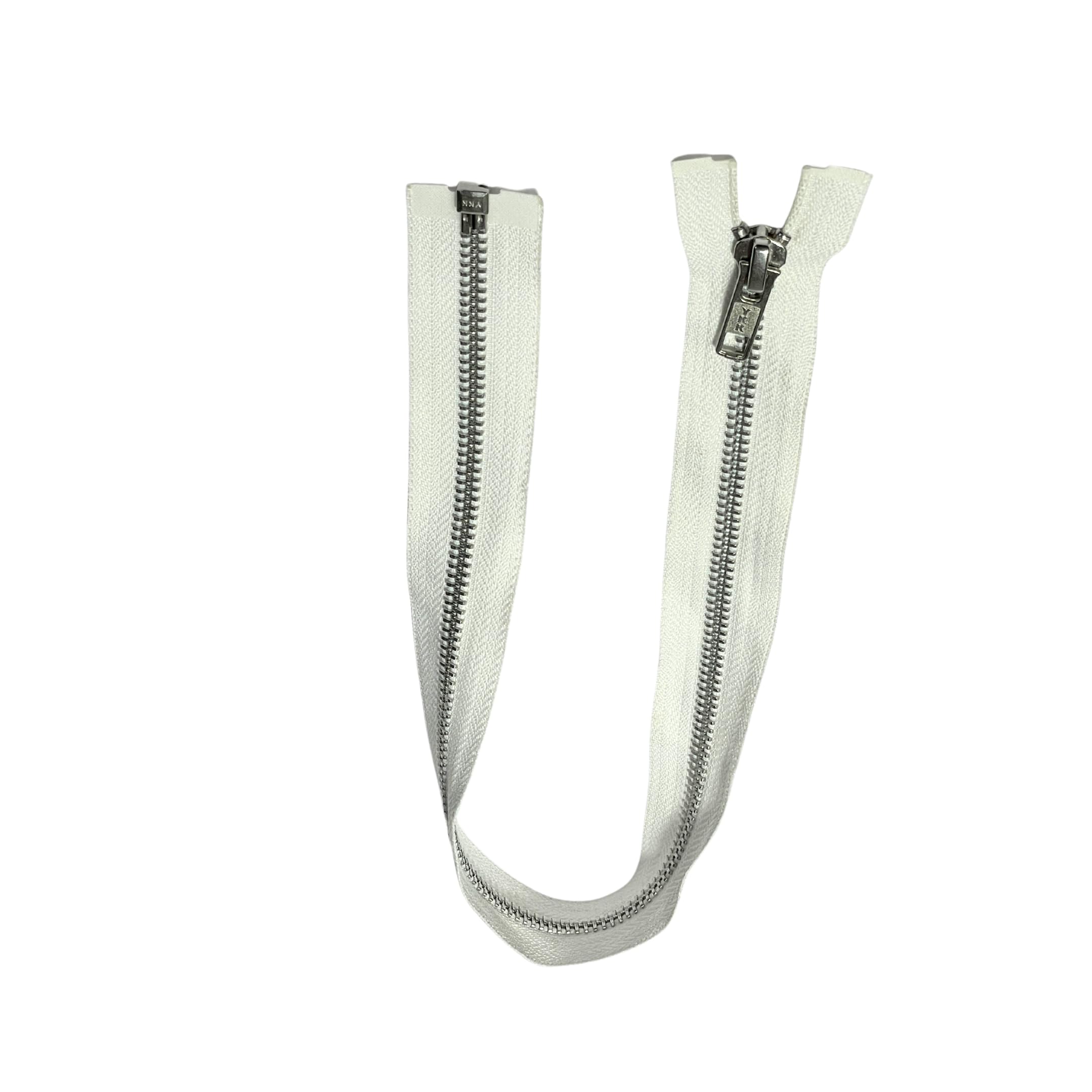 YKK Metal Zip #5 Aluminum Metal Jacket Zipper Open end DIY Sewing Crafts for All Kinds of Sewing and Tailoring Crafts, Including Sewing Dresses (White) (30 inch)