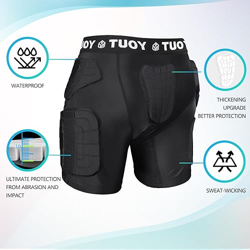 Miniatura 2 de TUOY Padded Compression Shorts Padded Football Girdle Hip and Thigh Protector