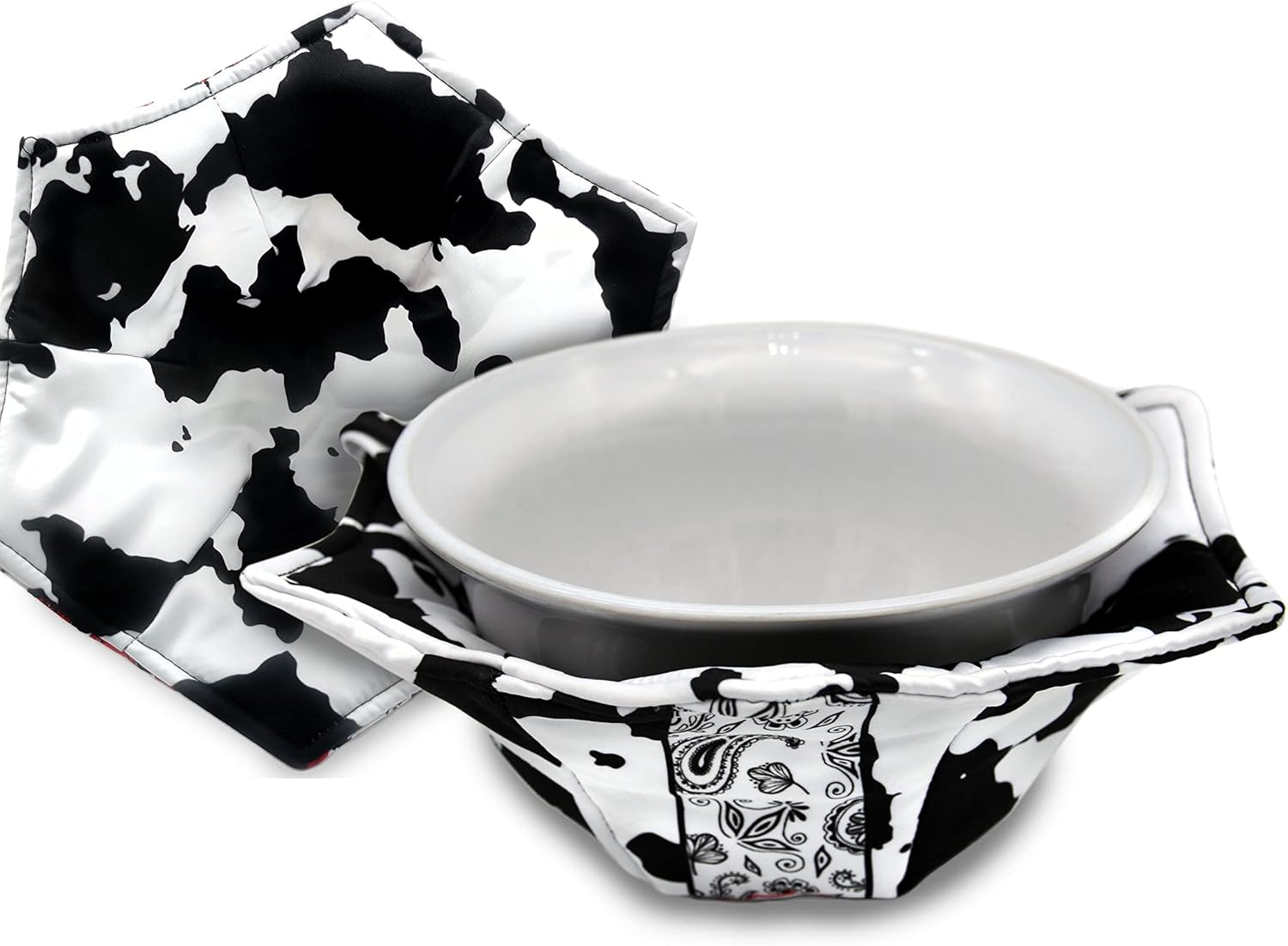 Cow Print Farmhouse Kitchen Microwave Bowl Holders for Hot