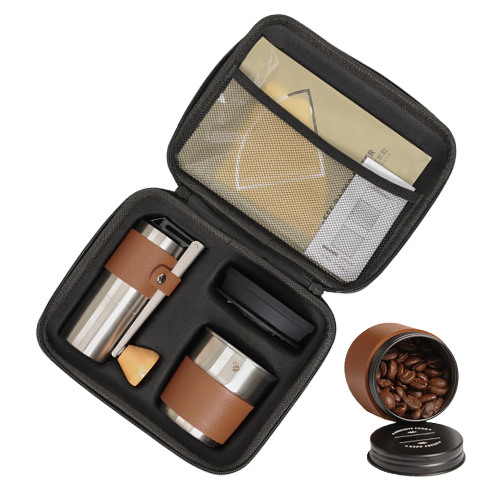Generisch Manuelle Kaffeebohnenmühle | Manuelle Kaffeemühle,Multifunktionale Kaffeemühle Mit Tragbarem Kaffeezubehör-Set Für Reisen, Wandern, Und Zuhause