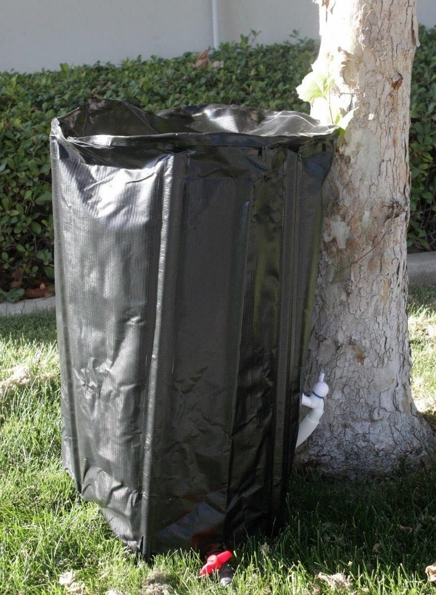 66 Gallon Collapsible Rain Water Barrel Collector Storage Spout Container Tank
