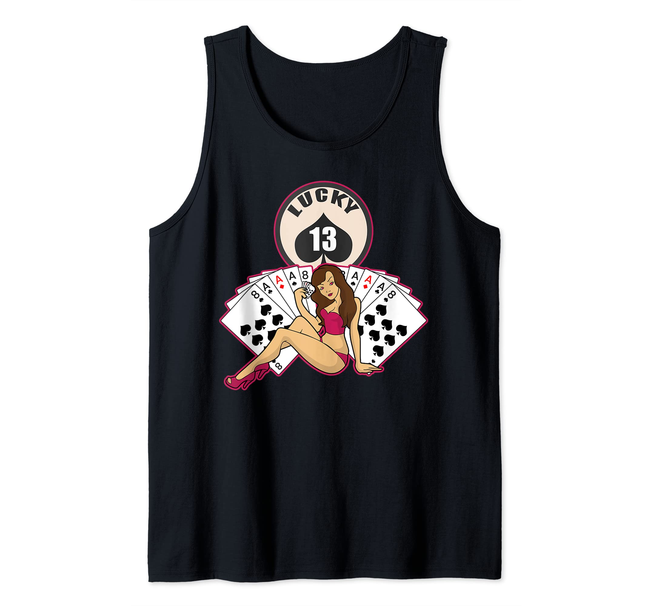 Poker - Pin Up Girl - Lucky 13 Tank Top, Black, S