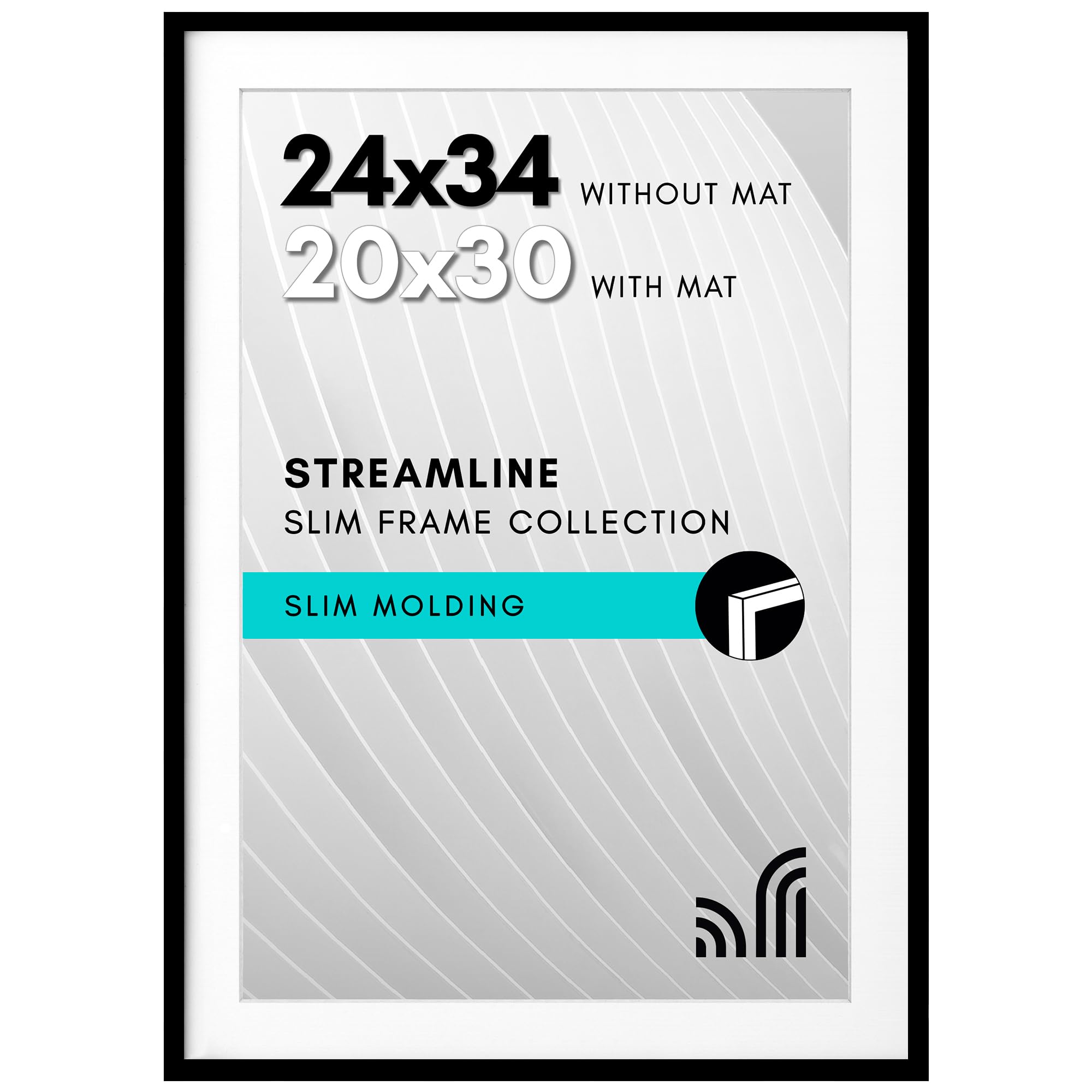 Americanflat Black 24X34 Poster Frame With Polished Plexiglass - Use As 20X30 Frame With Mat Or 24X34 Frame Without Mat - Streamline Collection - Thin Picture Frame For Wall Display