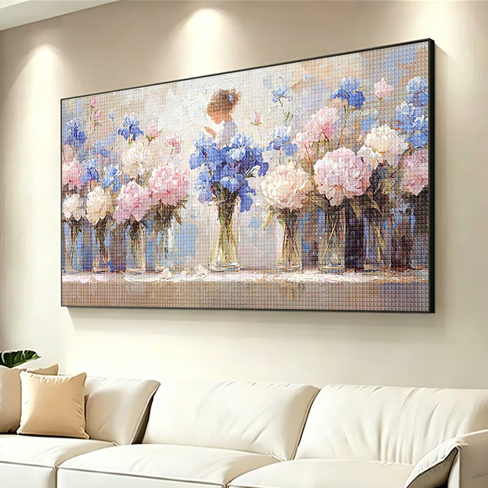 Diamond Painting Pfingstrose Diamant Painting Bilder Erwachsene Blume, DIY Set Erwachsene Crystal Art, 5D Diamond Art Viereckige Steine, Strass Stickerei Kreuzstich für Zimmer Deko 120x60cm 0J-972