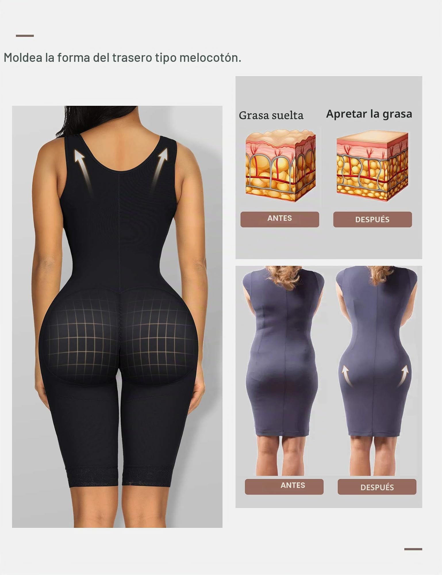 FeelinGirl Faja para Mujer con 3 Filas de Ganchos Shapewear Sobre Busto Control de Abdomen Body Reductor con Pantalones Moldeadores hasta la Rodilla Tallas Grandes
