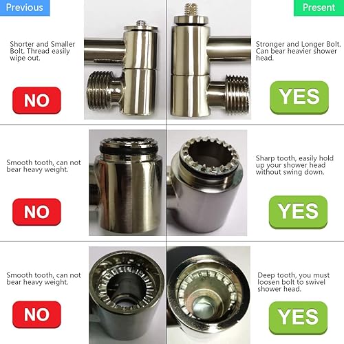 Miniatura 7 de TRUSTMI Cabezal de ducha de latón de 4 pulgadas, montaje de brazo de altura ajustable, cromado