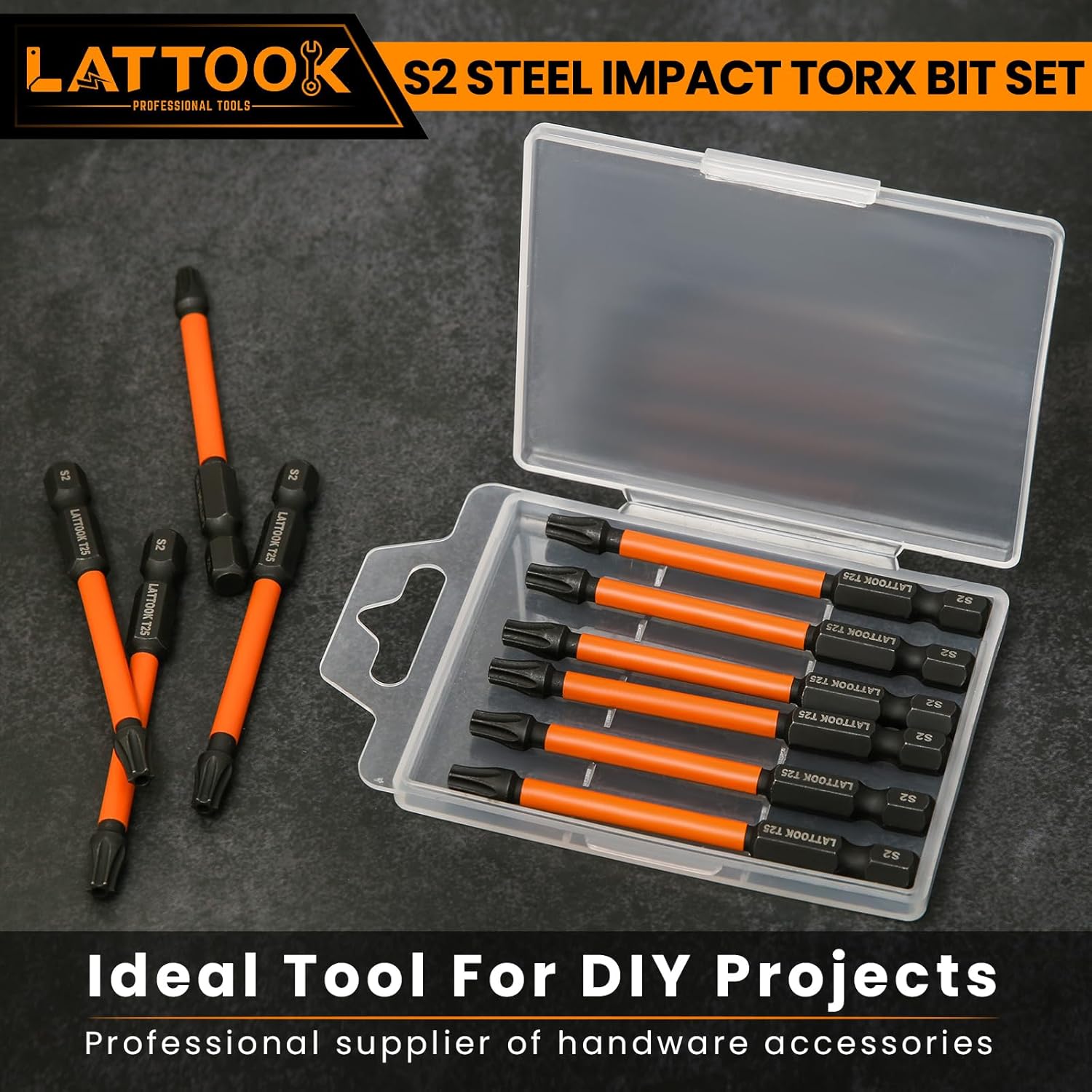 T25 Torx Bits, LATTOOK 10PCS T25 Impact Security Torx Bit Set Tamper Resistant Star Bit Set, Magnetic S2 Steel, 3'' Long
