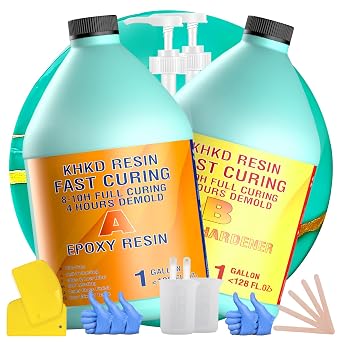 Epoxy Resin Kit 2 Gallon Fast Cure Epoxy Resin Resina Epoxica | Upgrade 4H Unmould,Quick Dry Clear High Gloss Epoxy, Odorless Art Resin for Painting,Craft,Coasters,Coating,Jewelry