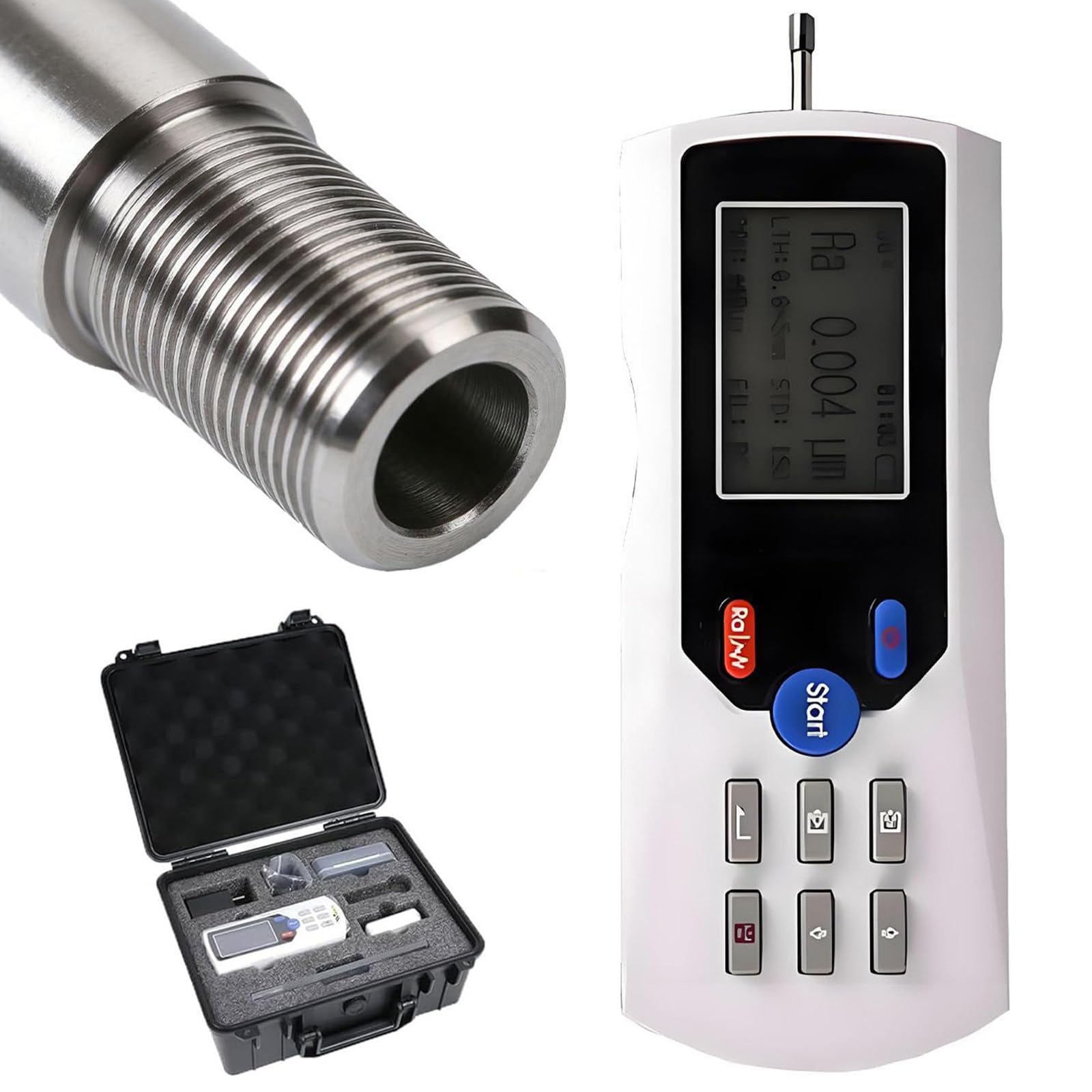 JIADUOFU Digital sur-face roughness meter | handheld digital profilometer | with USB data transfer | high precision 0.001 μm | measuring range 160 μm for part finishing profiling White