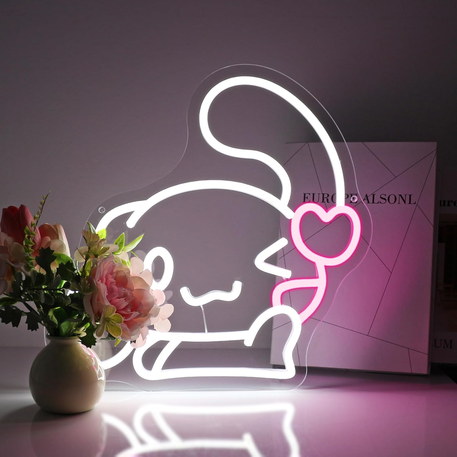 Neon Sign, FPLL Cute Neon Signs for Wall Decor White LED Signs for Bedroom, Game Room, Home Decor - Light up Sign USB Powered