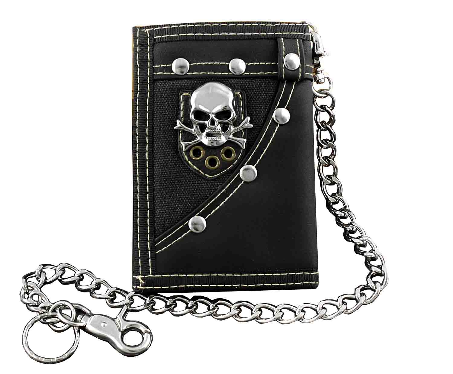crazy hunter Mens Boys Trifold Casual Skull Wallet Money Purse With Jeans Pants Chain L20