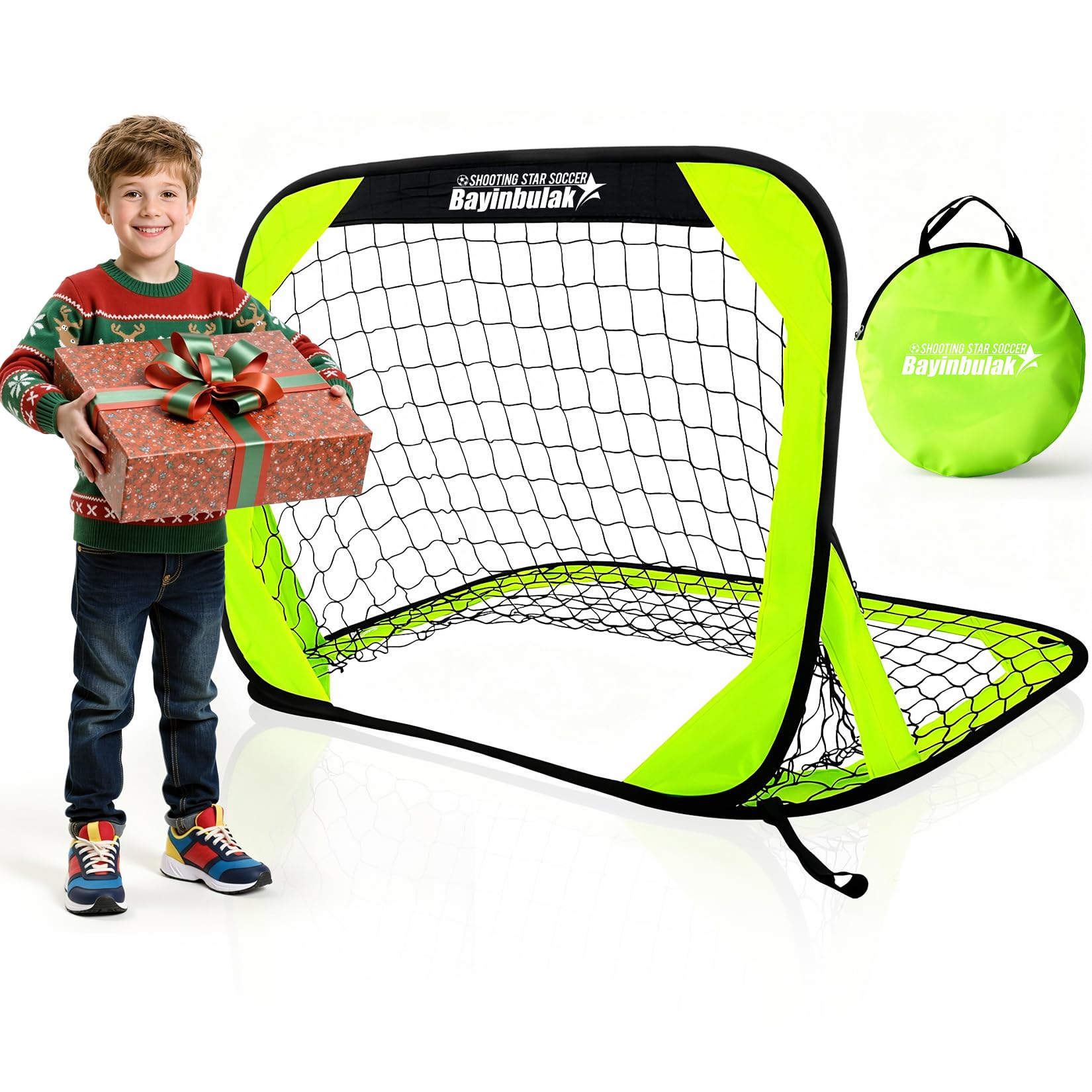 BAYINBULAK Pop-Up Football Goals – Mini Foldable Garden Nets with Optional Carry Bag | Great for Outdoor Play & Holiday Gifting
